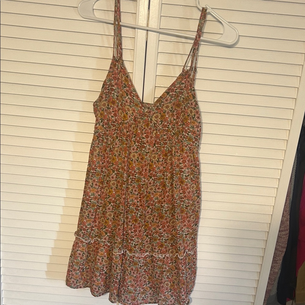 wild fable rust floral midi dress with pink accents
